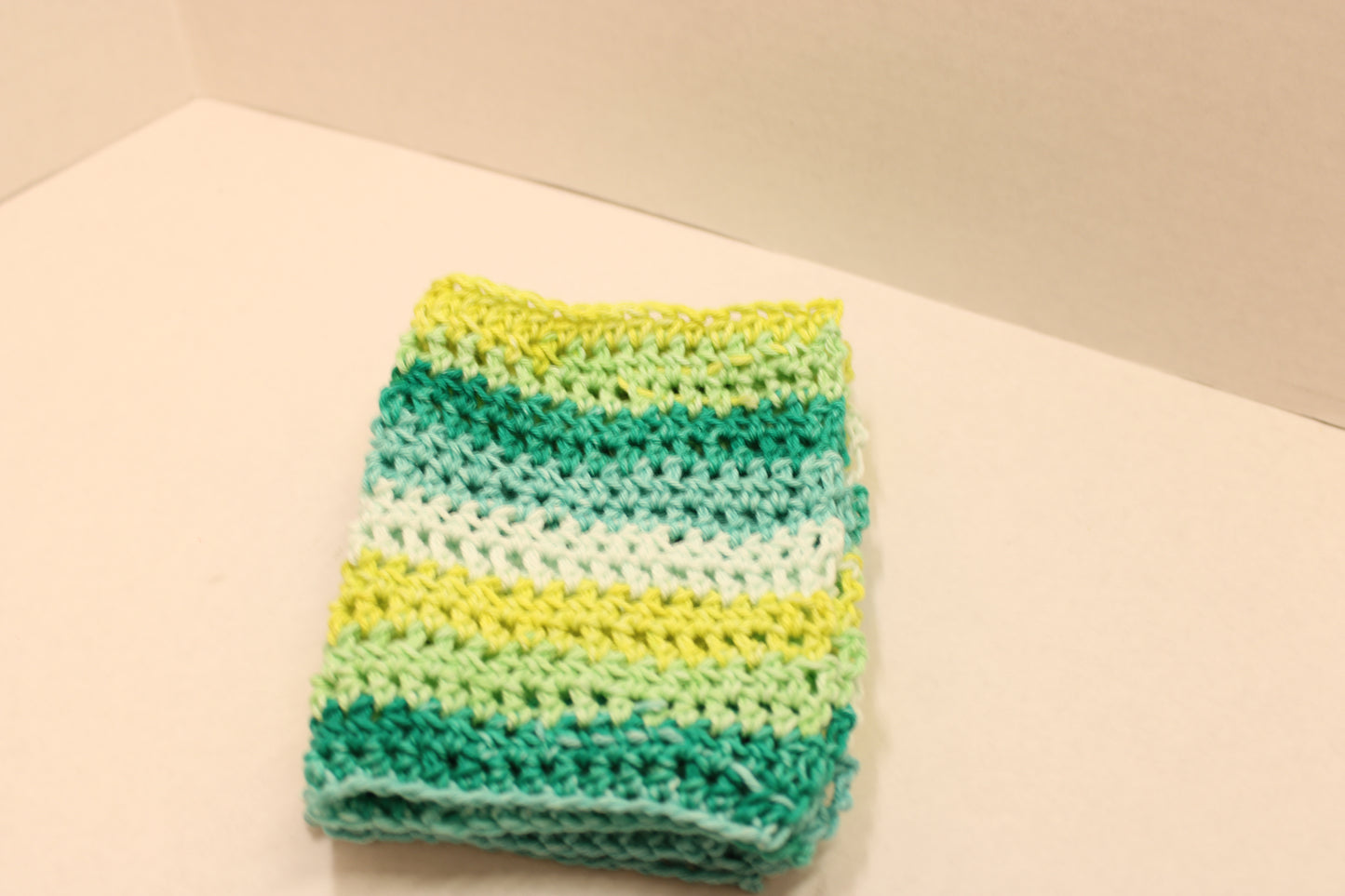 set of 3 green multi colored cotton dishcloths