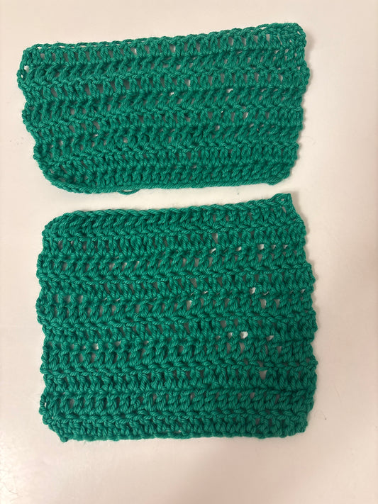 2 crochet green dishcloths