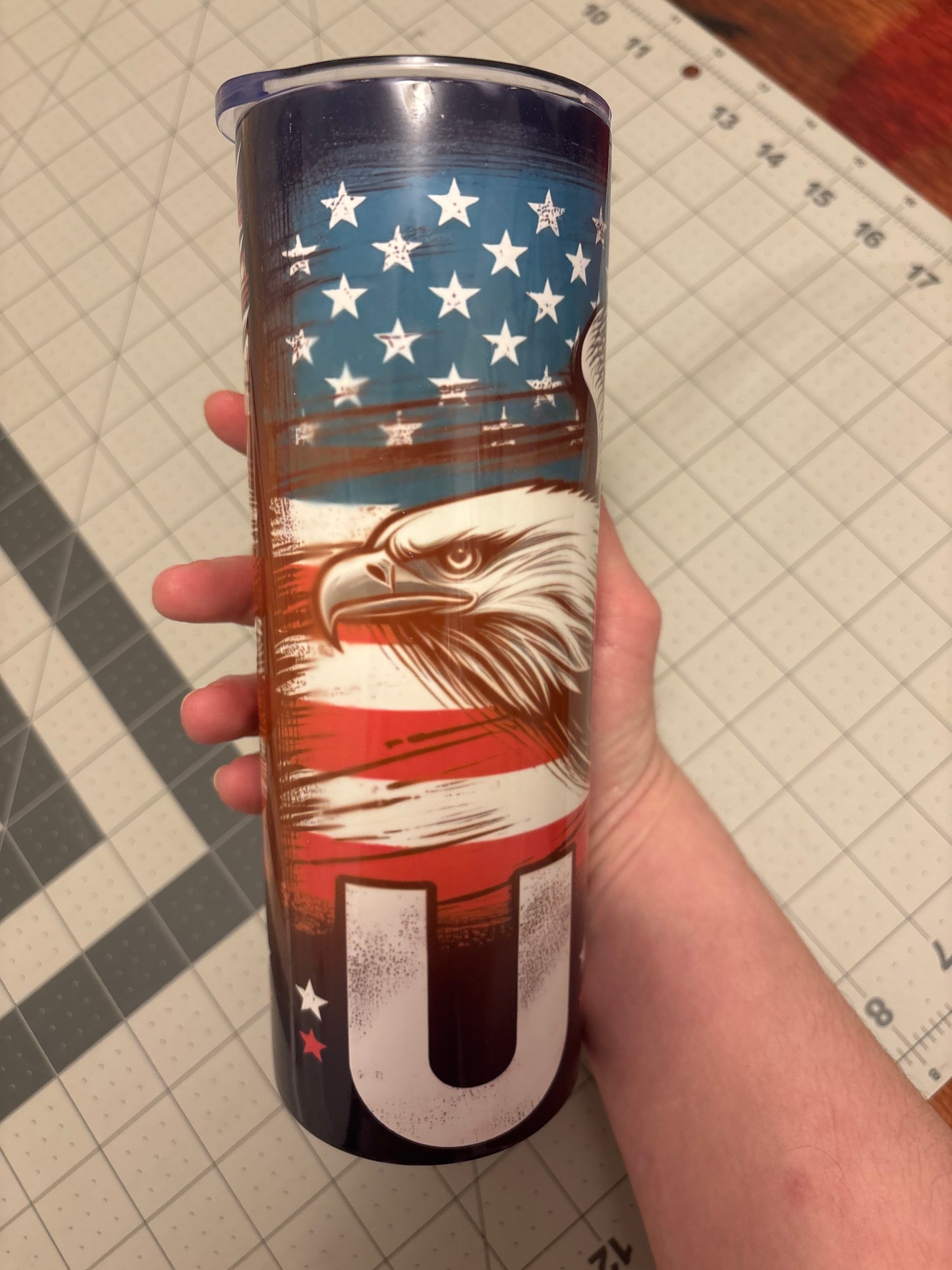 20 ounce USA Eagle skinny tumbler