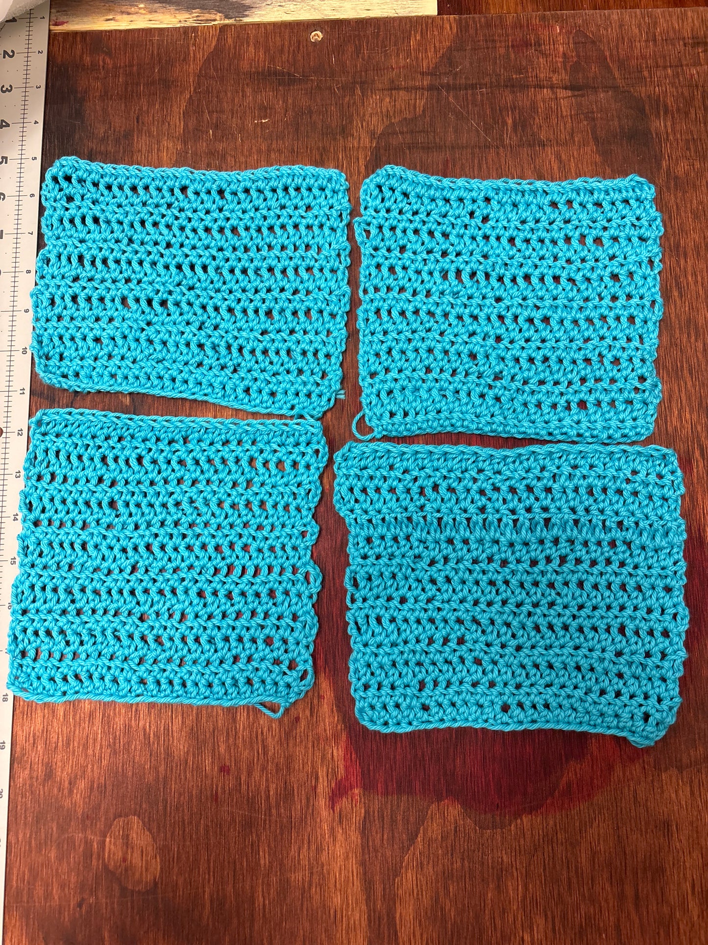 Set of 4 blue dishcloths