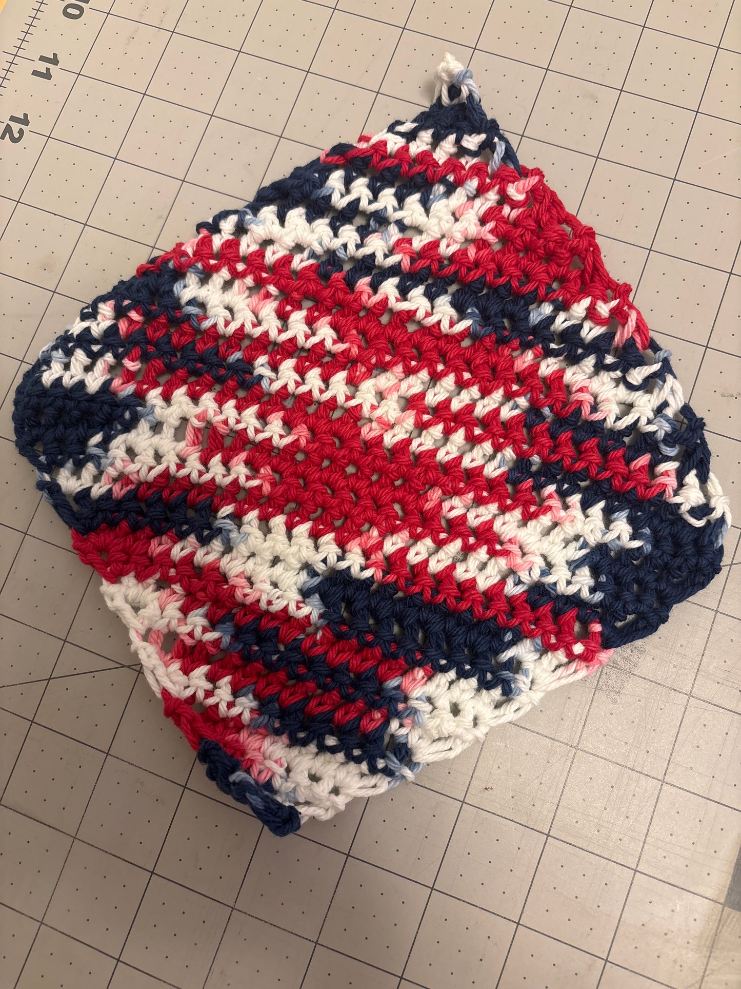 Set of 5 red white and blue dishcloths