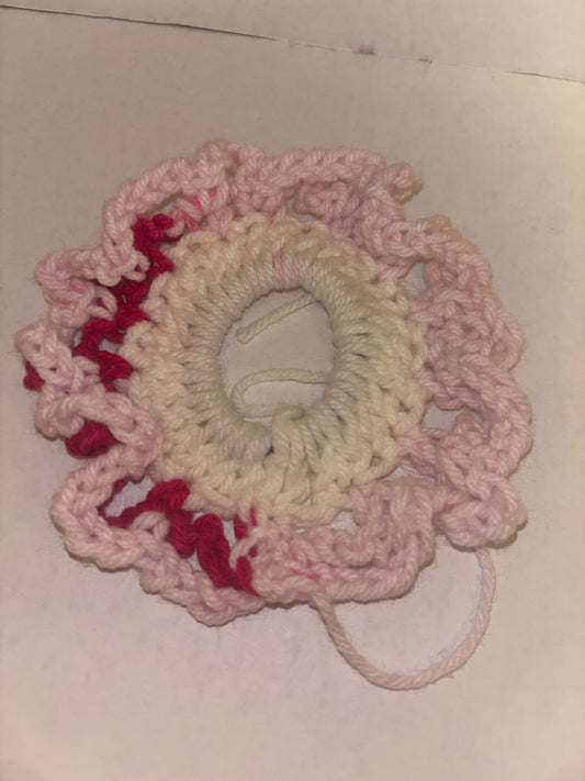 Crochet flower hair scrunchies