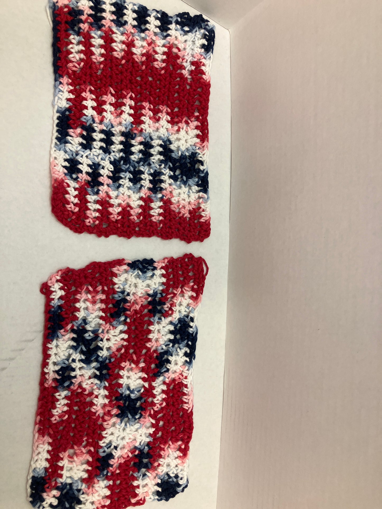 Set of 2 red white and blue dishcloths