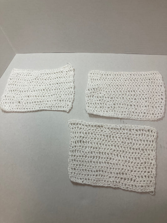 Set of 3 white cotton dishcloths