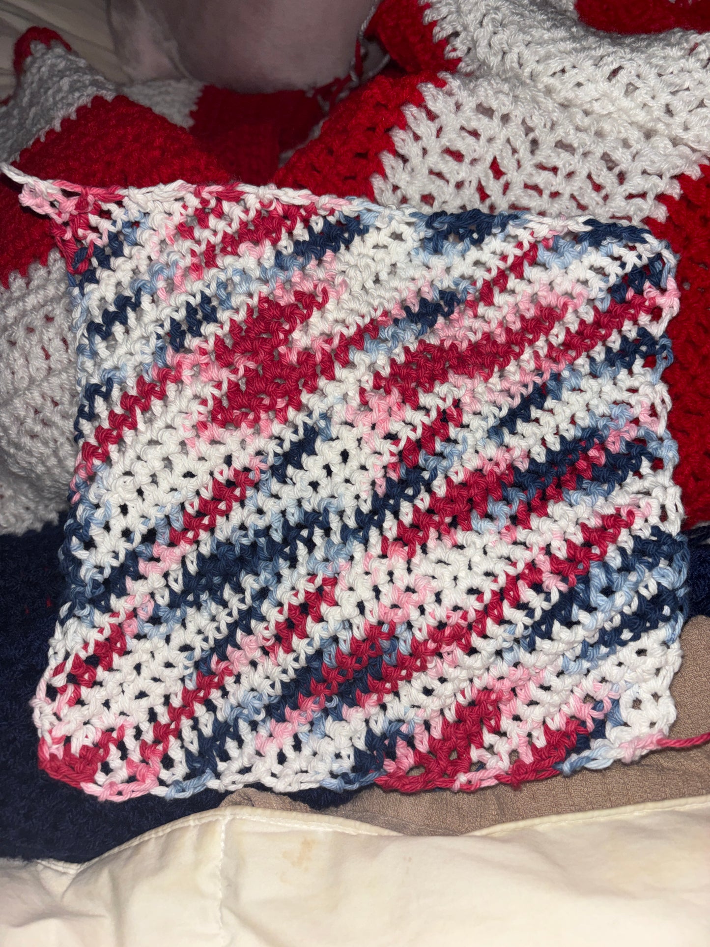 (6) 100% cotton red white and blue  dishcloths