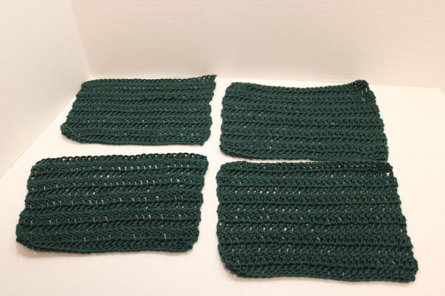 set of 4 green cotton dishcloths