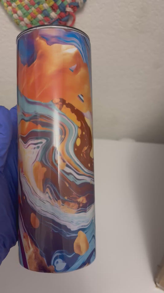 20 ounce purple marble skinny tumbler