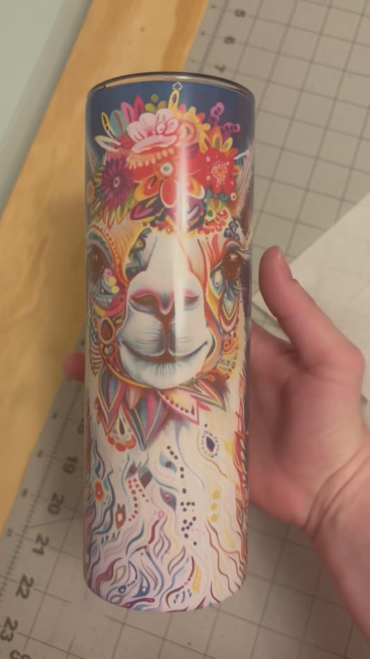 20 ounce llama skinny tumbler