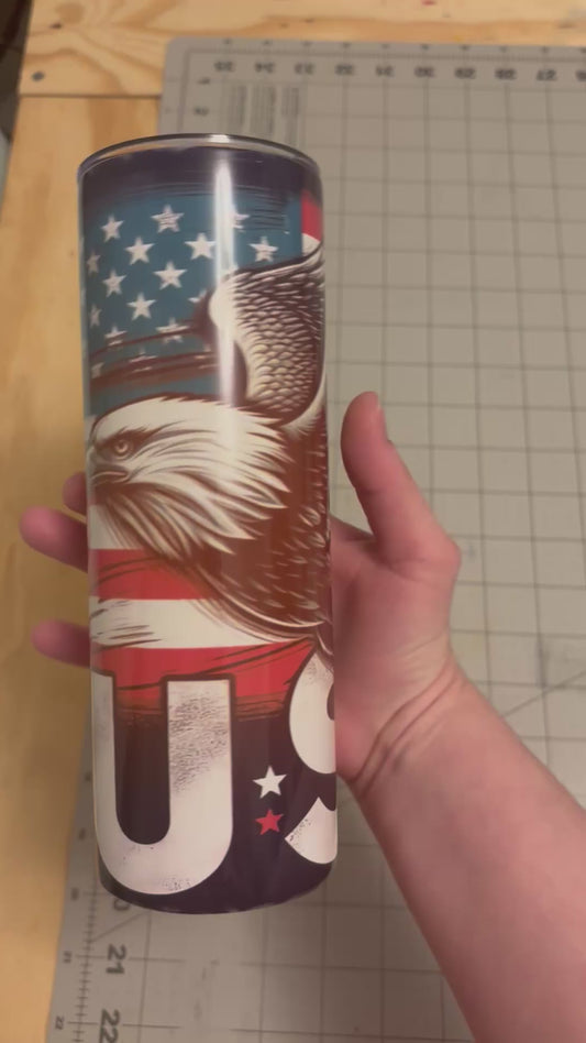 20 ounce USA Eagle skinny tumbler